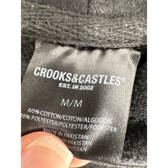 Vintage Crooks Castles Hoodie Sweatshirt Mens Medium Black Streetwear Y2K - Picture 2 of 5